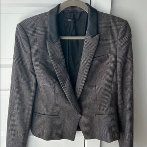 Boss Black and Gray Checkered Blazer